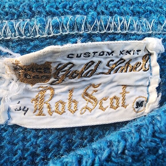 Rob Scot Sweater Women's Medium Blue Long Sleeve‎ Custom Knit Gold Label Vintage - Picture 2 of 3